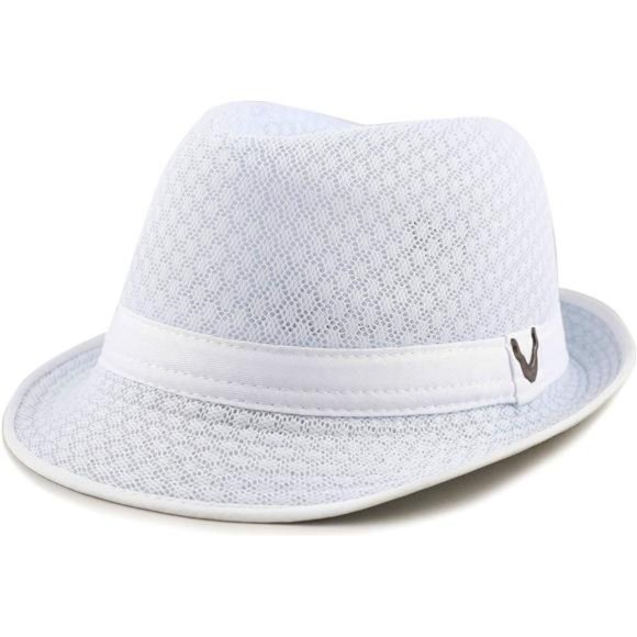 Light Weight Classic Soft Cool Mesh Crushable Fedora Hat White - Picture 4 of 6